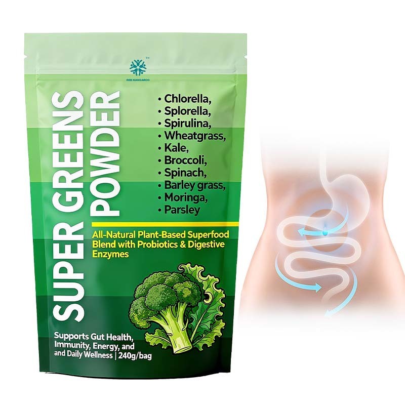 OEM / ODM Super Greens Powder | All-Natural Plant-Based Superfood Blend with Probiotics & Digestive Enzymes | Supports Gut Health, Immunity, Energy, and Daily Wellness No Added Sugar , custom Formula