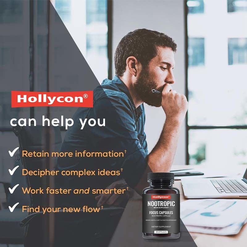 Kapsul Fokus OEM dengan L-Theanine Vitamin B6 Memori Kejernihan Mental & Peningkatan Kognitif Suplemen Otak Nootropik
