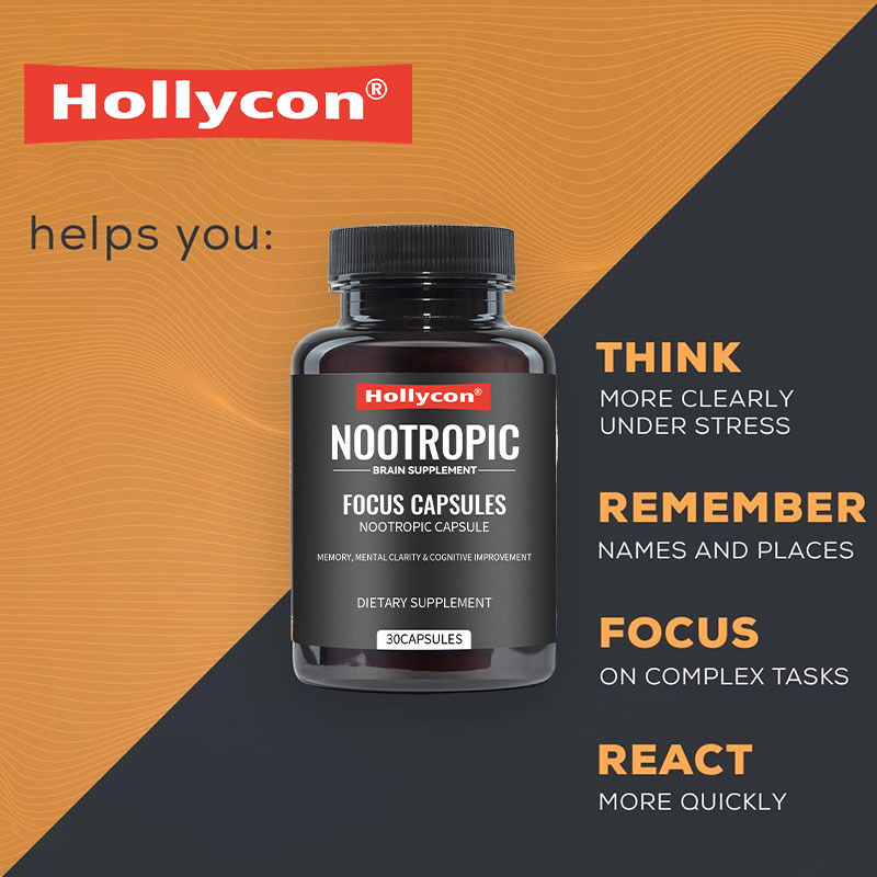 Kapsul Fokus OEM dengan L-Theanine Vitamin B6 Memori Kejernihan Mental & Peningkatan Kognitif Suplemen Otak Nootropik