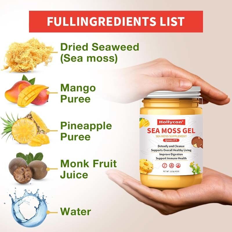 OEM Bergizi Seamos mentah Mendetoksifikasi dan Membersihkan Kaya Mineral Protein Vitamin Kesehatan Sea Moss Sea Moss Gel