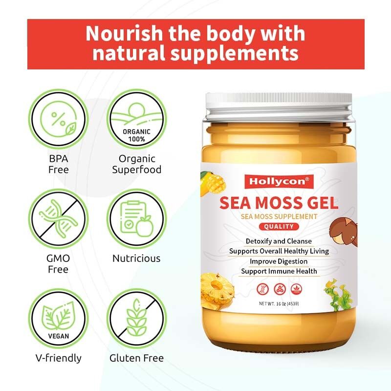 OEM Bergizi Seamos mentah Mendetoksifikasi dan Membersihkan Kaya Mineral Protein Vitamin Kesehatan Sea Moss Sea Moss Gel