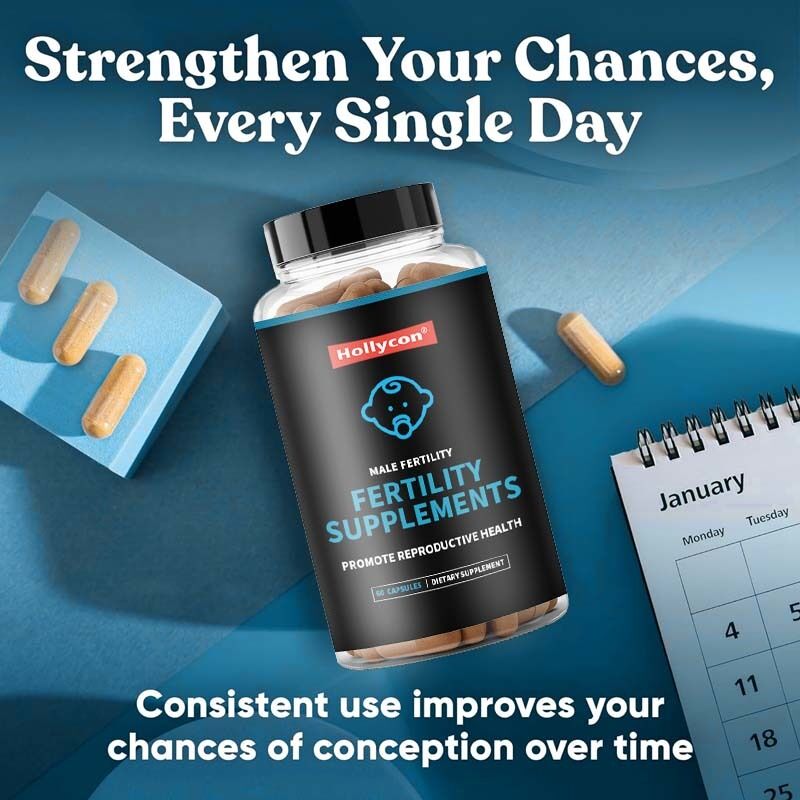 Suplemen Kesuburan Pria OEM untuk Meningkatkan Kesuburan Pria, Jumlah Sperma Optimal, Motilitas, Kekuatan, Ashwagandha, Magnesium & Seng, Suplemen Kesuburan