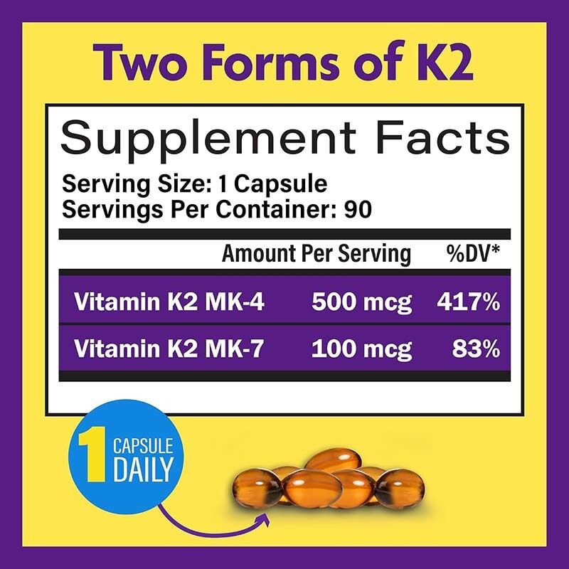 OEM Full Spectrum Vitamin K2 Softgels dengan 600 Mcg Trans Form Mendukung Kesehatan Umum dan Kekuatan Tulang Vitamin K2 Suplemen
