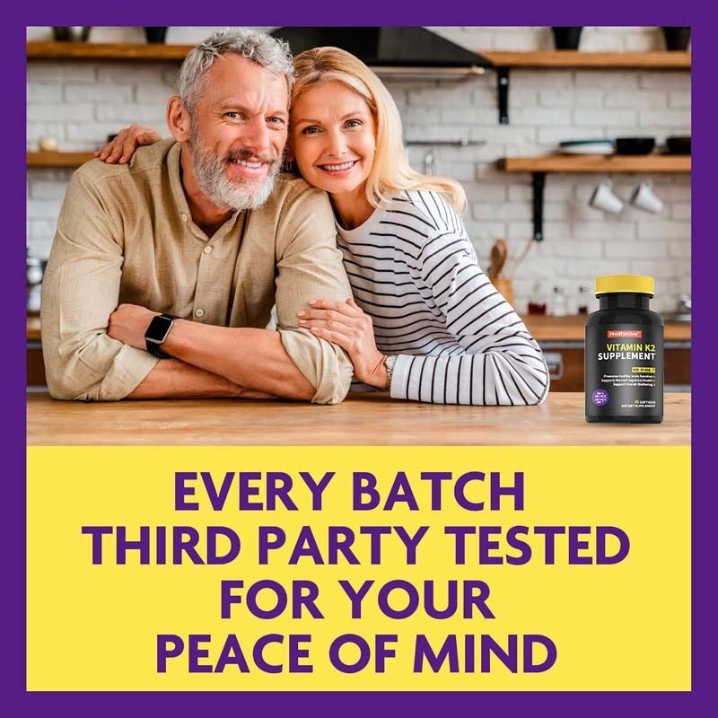 OEM Full Spectrum Vitamin K2 Softgels dengan 600 Mcg Trans Form Mendukung Kesehatan Umum dan Kekuatan Tulang Vitamin K2 Suplemen