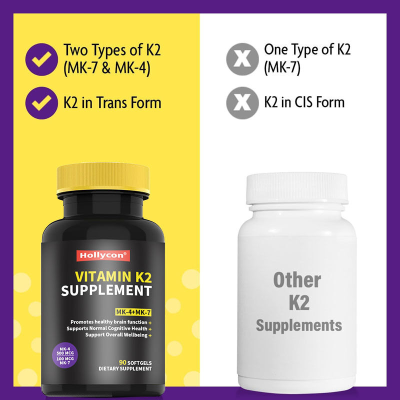 OEM Full Spectrum Vitamin K2 Softgels dengan 600 Mcg Trans Form Mendukung Kesehatan Umum dan Kekuatan Tulang Vitamin K2 Suplemen