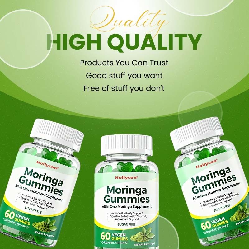 Semua dalam Satu Suplemen Moringa untuk Imun & Vitalitas Digestive & Kesehatan usus Dukungan Antioksidan Moringa Gummies