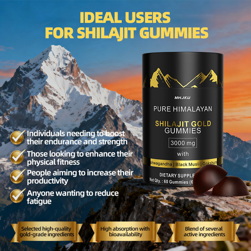 Private Label Shilajit Gummies With Ashwagandha Meningkatkan Energi Meningkatkan Latihan Meningkatkan Kekebalan Tubuh Suplemen Shilajit Himalaya Murni