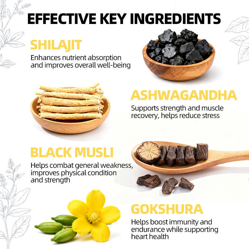 Private Label Shilajit Gummies With Ashwagandha Meningkatkan Energi Meningkatkan Latihan Meningkatkan Kekebalan Tubuh Suplemen Shilajit Himalaya Murni