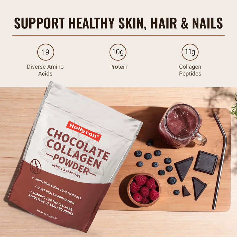 Bubuk Peptida Kolagen OEM untuk Rambut, Kulit, Kuku, Dukungan Sendi Tipe I & III Kolagen Sapi Pemberian Makan Rumput Suplemen Kolagen Cokelat