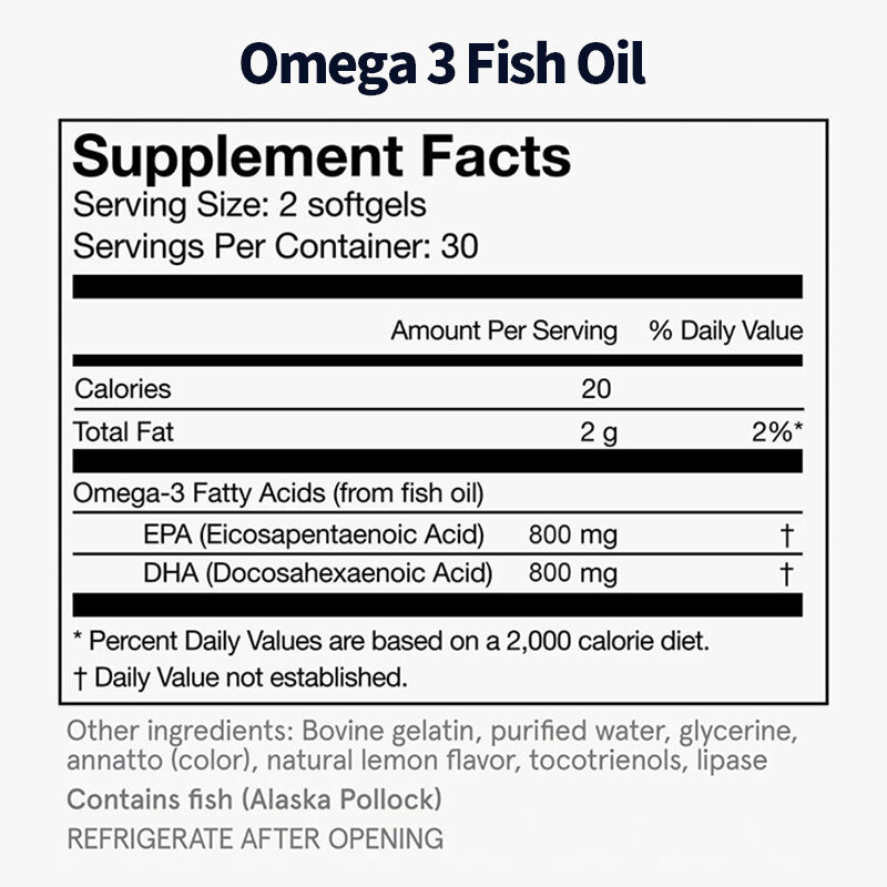 OEM Daily Fish Oil Omega 3 Suplemen untuk Wanita dan Pria dengan EPA & DHA Mendukung Kesehatan sendi Omega 3 Fish Oil