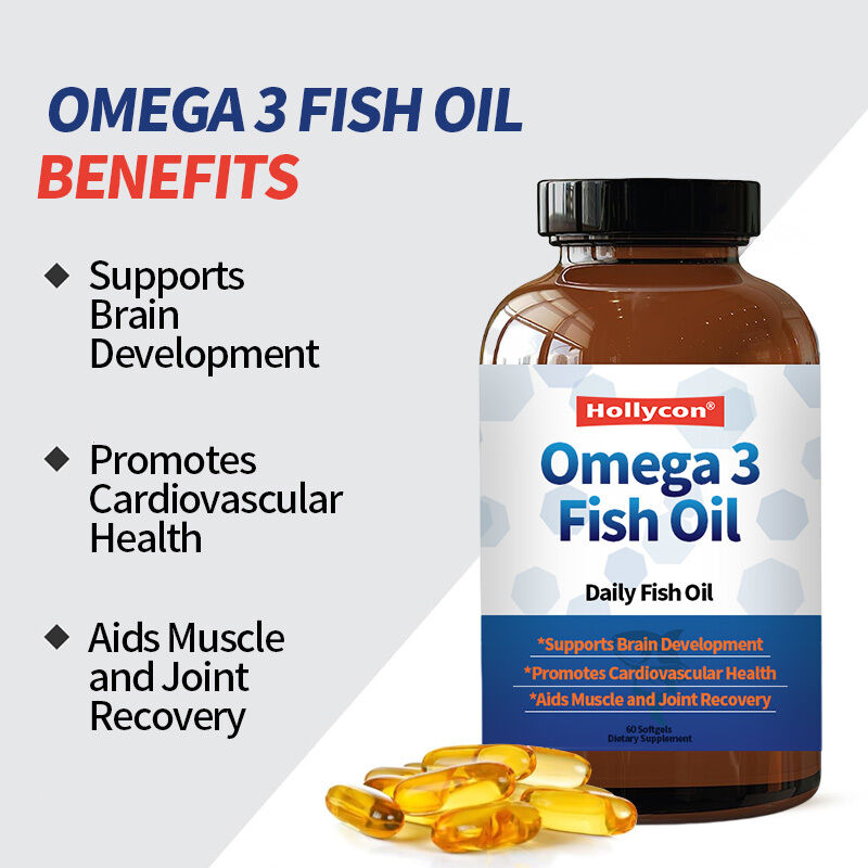 OEM Daily Fish Oil Omega 3 Suplemen untuk Wanita dan Pria dengan EPA & DHA Mendukung Kesehatan sendi Omega 3 Fish Oil