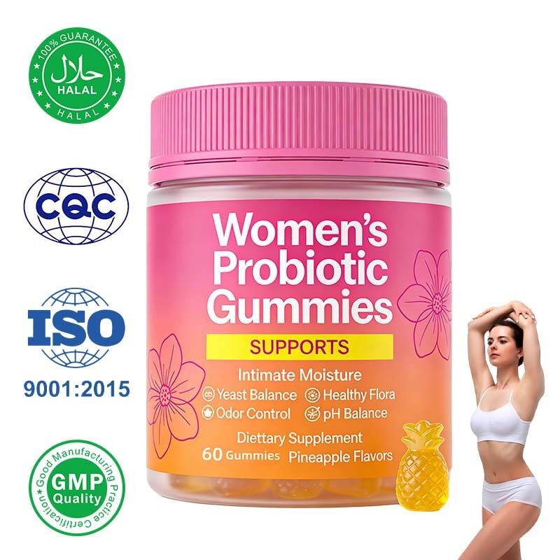 Premium Women's Probiotic Gummies with Slippery Elm for pH Balance Healthy Odor & Flora Gut Health & Immune Support