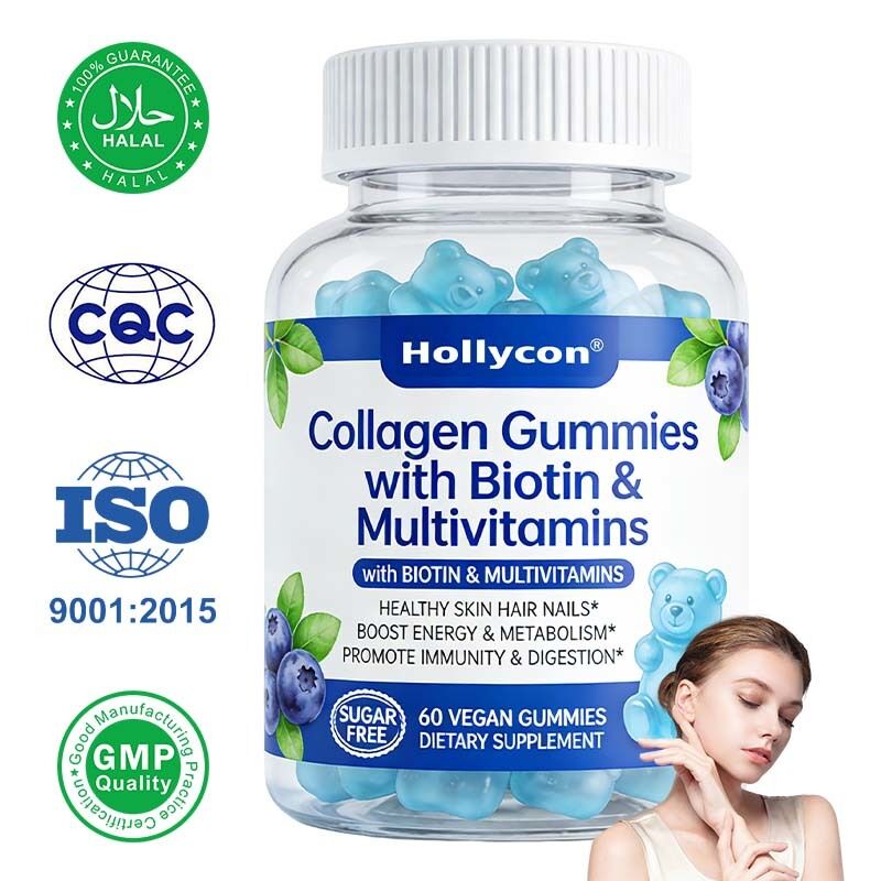 OEM/ODM Custom Collagen Peptides Gummies for Healthy Skin Hair Nails Imunitas & Pencernaan Dukungan Tulang & sendi