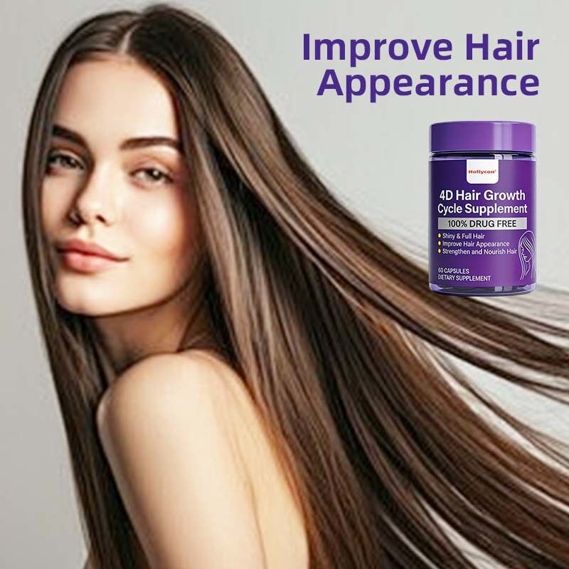OEM/ODM Manufacturer 4D Hair Growth Cycle Supplement for Women for Full & Strong Shiny & Nourished Hair with Keratin & Biotin