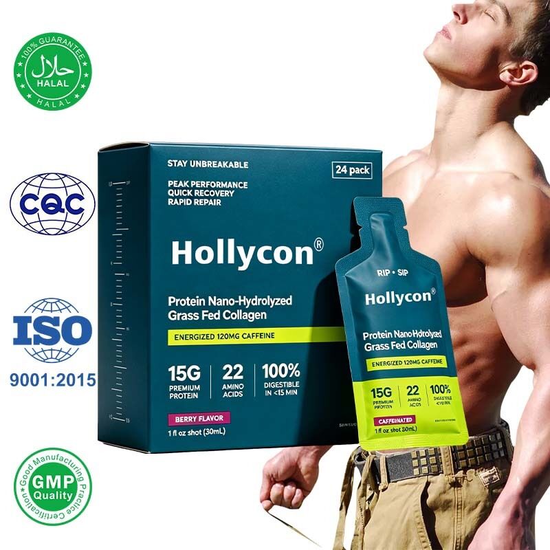 OEM/ODM 15g Protein Kolagen Oral Shot Nano Hydrolyzed Caffeinated Fitness Routine Liquid Supplement