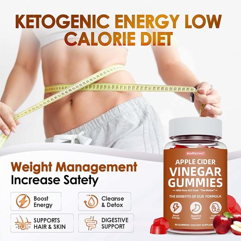 Suplemen penurunan berat badan Advance untuk meningkatkan detoksifikasi energi & membersihkan rambut & kulit dukungan pencernaan Apple Cider Vinegar Gummies