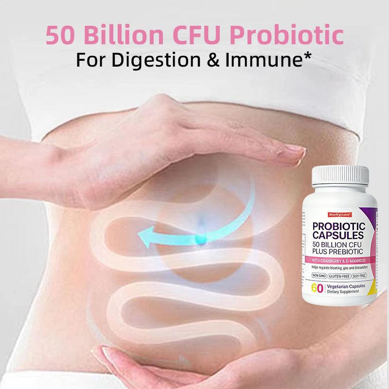 Grosir Label Pribadi Kapsul Probiotik 50 Miliar CFU Dukungan Imun Kesehatan Pencernaan Prebiotik Suplemen Diet