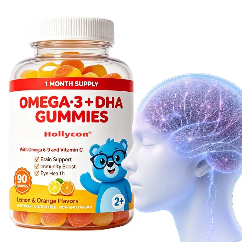 OEM/ODM Produsen Omega 3 Gummies for Kids Mendukung Kesehatan Otak & Jantung, Kekebalan, Kesehatan Mata dengan Omega 6 & 9, DHA