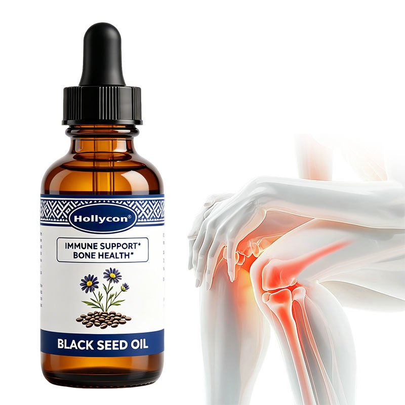 OEM/ODM Disesuaikan minyak biji hitam tetes cair dengan vitamin D3 K2 & E Mendukung kesehatan imun & tulang, kesehatan usus, antioksidan