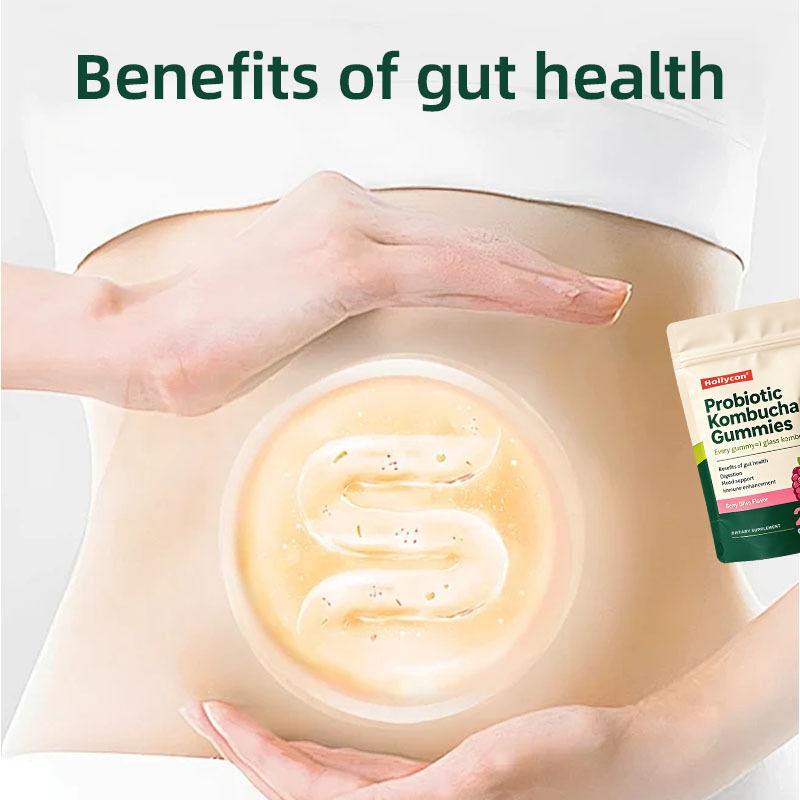 Customized Flavor Probiotic Kombucha Gummies dengan 60 Count per botol untuk OEM ODM Private Label Service