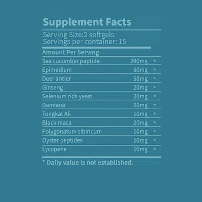 Pria Multi Herbal Softgels dengan Sea Cucumber & Oyster Peptide - 60 Softgels per botol Suplemen Kesehatan Sehari Label Pribadi Tersedia