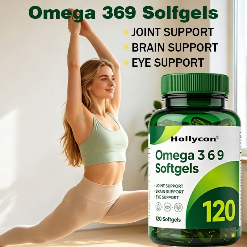 Softgel Omega 3 6 9 Minyak Ikan Bersertifikat GMP Halal dengan Formula Asam Lemak Esensial Campuran dan Kustomisasi OEM