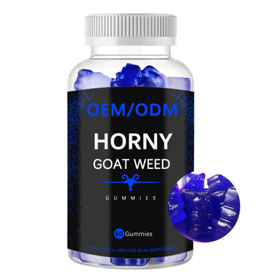 L-Arginine BCAA Suplemen Peningkatan Pria Horny Goat Weed Gummies Dengan Maca
