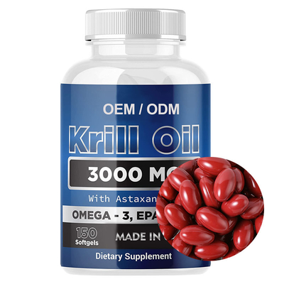 Suplemen Minyak Krill EPA / DHA Omega 3 Softgels Untuk Kesehatan Jantung