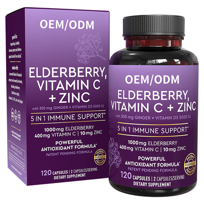 Vitamin C + Zinc Elderberry Capsules Antioksidan Kekebalan Tubuh Untuk Dewasa