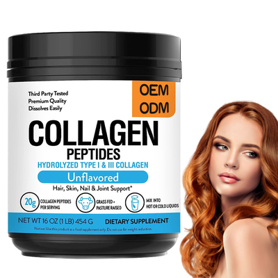 Label Khusus Grass Fed Hydrolyzed Collagen Powder 1 Lb Meningkatkan Elastisitas Kulit