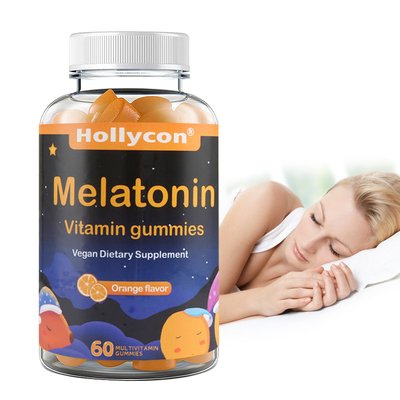 Suplemen COA Dukungan OEM Sleep Relax Rasa Jeruk Melatonin Vitamin Gummies