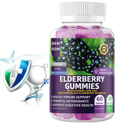 Orang Dewasa Elderberry Gummies Hitam Kuat Antioksidan Dikemas Dalam Elderberry Dengan Zinc Vitamin C