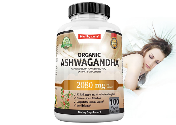 COA Organic Ashwagandha Kapsul Male Enhancement Suplemen Membantu Untuk Menghilangkan Stres 100pcs