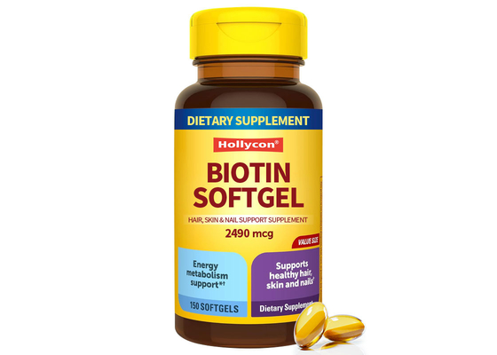 Label pribadi Biotin Softgels 150PCS Dukungan Untuk Rambut Sehat Kulit Kuku Dukungan Suplemen Diet