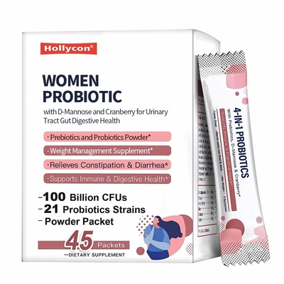 OEM Wanita Probiotik Dengan D-Mannose Dan Cranberry Untuk Urinary Tract Gut Kesehatan Pencernaan Prebiotik Dan Probiotik Powder