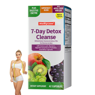 7 Hari Detox Membersihkan Kapsul Dengan Daun Senna Vitamin C Enzim pencernaan Probiotik Acai Berry Kapsul