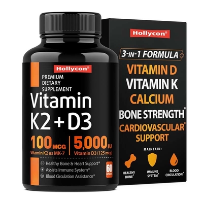 OEM Dukungan Suplemen Kekuatan Tulang untuk Kapsul Kalsium Vitamin D3 K2 Imun