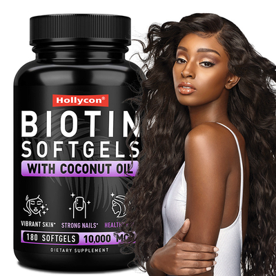OEM Biotin Softgels Untuk Kuku Kuat Biotin Dengan Minyak Kelapa Untuk Rambut Biotin Softgels