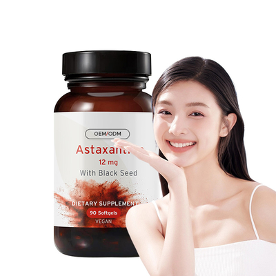 Astaxanthin Softgels Untuk Kesehatan Kulit Astaxanthin 12mg Dengan Biji Hitam Organik