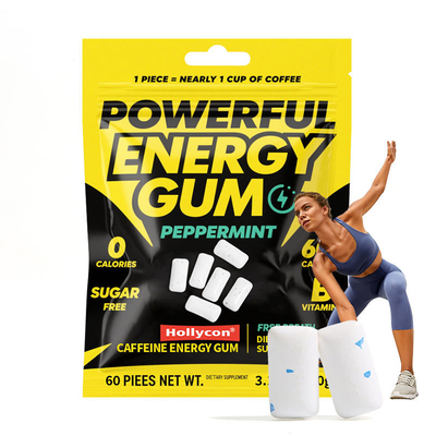 Aspartame Free & Sugar Free, Xylitol Chewing Gum with Erythritol, Low-Calorie, Sugarless, Spearmint Flavor Energy Chewing Gum