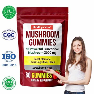 Elderberry Mushroom Gummies Vitamin Suplemen Antioksidan & Dukungan Pencernaan 60 Count Gummy Candy